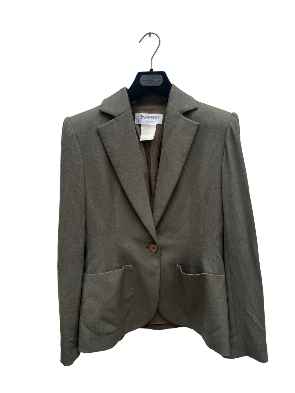 Giacca blazer Yves Saint Laurent vintage lana kaki taglia 38 S