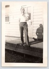 Photo WW2 Army Soldier Bill Fridericks At Ladd Army Field Alaska Black White
