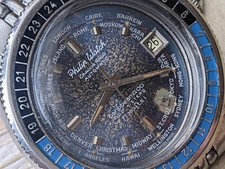 Vintage anni 60 Philip Caribbean 400 World Time Diver con patina, fascia orig, revisionato