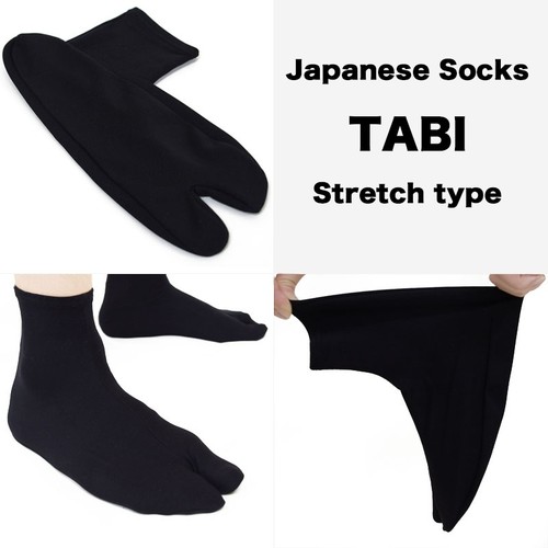 Japanese Traditional TABI Socks Kimono Stretch type Black from JAPAN - Picture 1 of 2