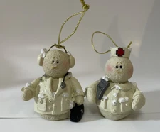 Encore Snow Buddies 2002 Character Ornaments Doctor and Nurse Lot of 2