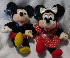 90s Disney Applause Bean Bag Doll Pair Mickey Minnie Mouse Plush Toy 6 inch