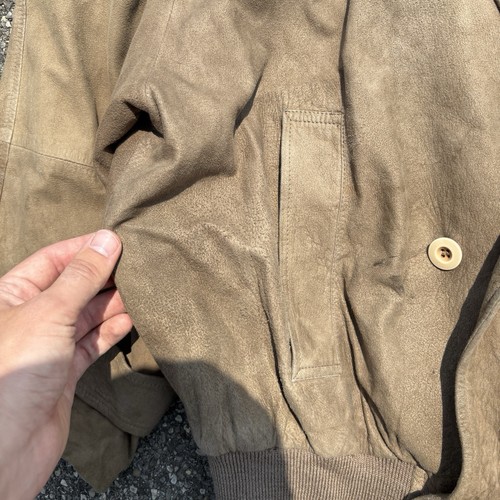 Vintage Yves Saint Laurent Suede Leather Jacket Men’s 42 Brown Beige Lined Shawl - Picture 8 of 13