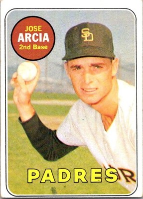 Jose Arcia 1969 Topps #473a first name in yellow San Diego Padres