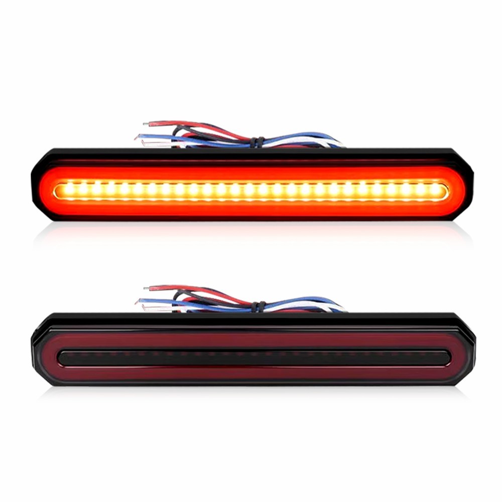 2x Red/Amber 9" Truck Trailer LED Tail Light Turn Signal Brake Lamps Flowing DRL