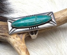 VTG Native American Sterling Silver / Turquoise Rectangle Size 5 Statement Ring