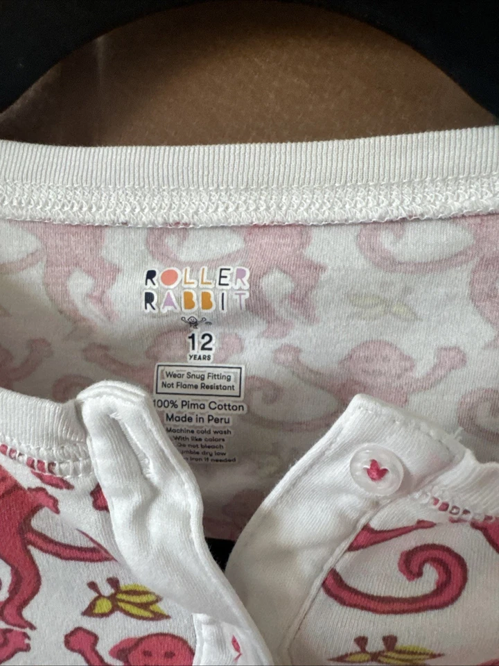 Pijama Roller Rabbit Soft Monkey Top Pantalones Largos Talla 12 Años  Foto 2 de 4