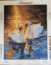 Printed needlepoint Tapestry Canvas Only 50x60cm Gobelin L Swans