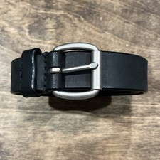 Kids Medium Size Snap Black Plain Leather Belt