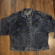 VNTG 80s Lee Riders Acid Wash Denim Trucker Jacket Size Medium USA Made