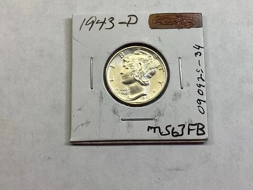 1943 D Mercury Silver Dime in BU/MS Condition with Full Bands 090925 34rk