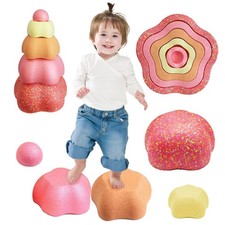 Flower Stepping Stones for Kids, Colorful Stacking Balance Toys 5PCS, Obsta...