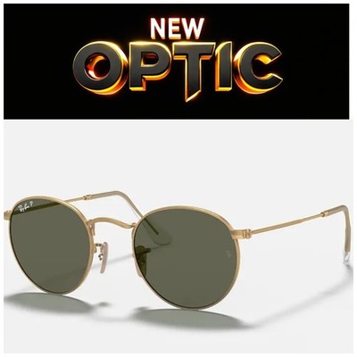 Gafas Ray Ban RB3447 112/58 Round Matte Gold Green Polarized New