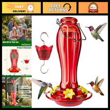 18oz Glass Hummingbird Feeder with 5 Ports  Ant Moat - Outdoor Garden Decor