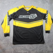 Vintage Arctiva Snowmobile Jersey Mens XL Yellow Black V Neck Racing Motocross