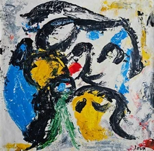 Asger Jorn Signed Abstract Oil Painting on Canvas - Danish Modern Art