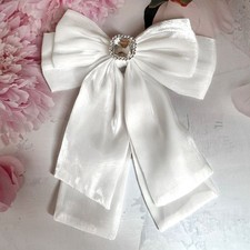 Mesh Bow Tie with Pin Shiny Bowknot French Retro Clothing Neck Bow Faux Silk