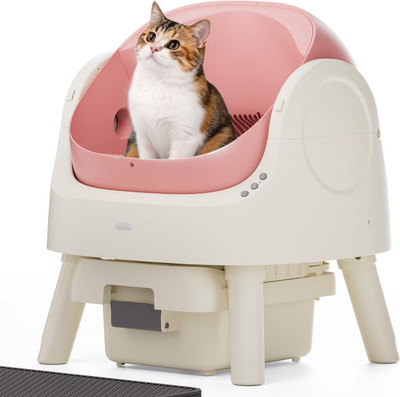 Petpivot Autoscooper AS11 Cat Self Cleaning Litter Box Beige and Pink .