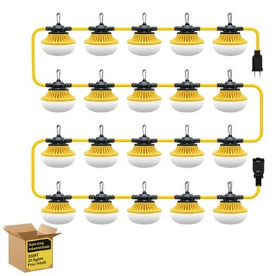 200ft Temporary Construction String Work Lights Industrial Best for Job Const...