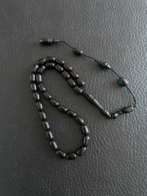 Tiefblauer Bernstein Perlen gepresster Tasbih Rosenkranz