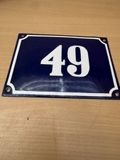 ALTE EMAIL EMAILLE Emailleschild Emailschild  HAUSNUMMER 49 BLAU/WEISS 20 x 14 
