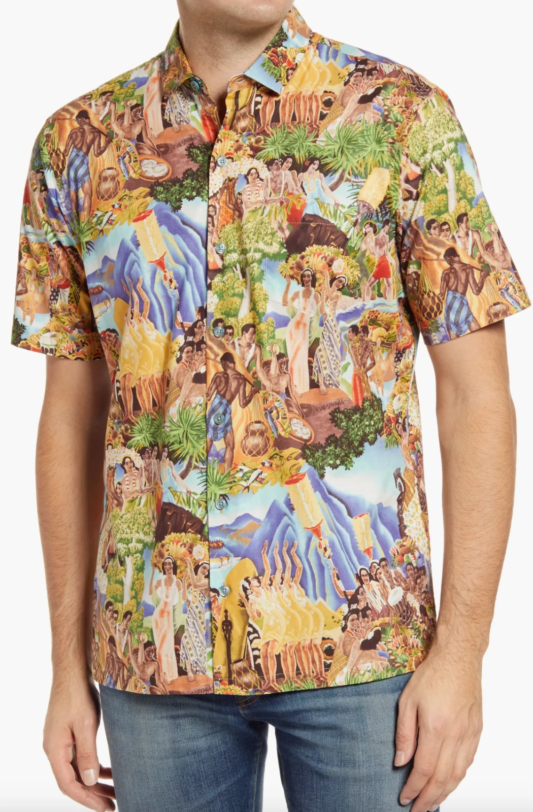 NEW Tori Richard Men's M Eugene Savage Mural Festivaloha Cotton Hawaii Shirt
Opens in a new window o