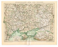 1898 Ukraine Southern Russia Crimea Poltava Podolie Kyiv Odessa Original MAP