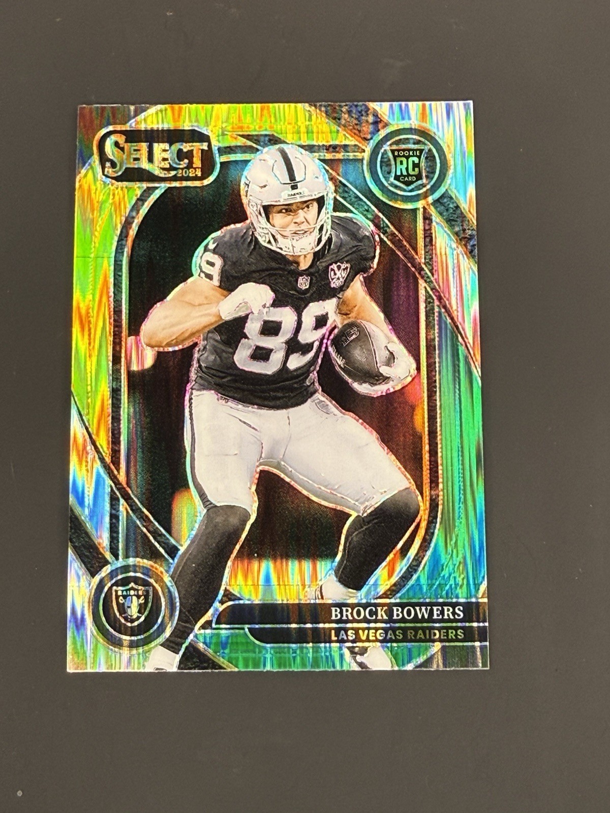 Brock Bowers 2024 Panini Select Club Yellow & Green Shock Rookie RC #222 Raiders