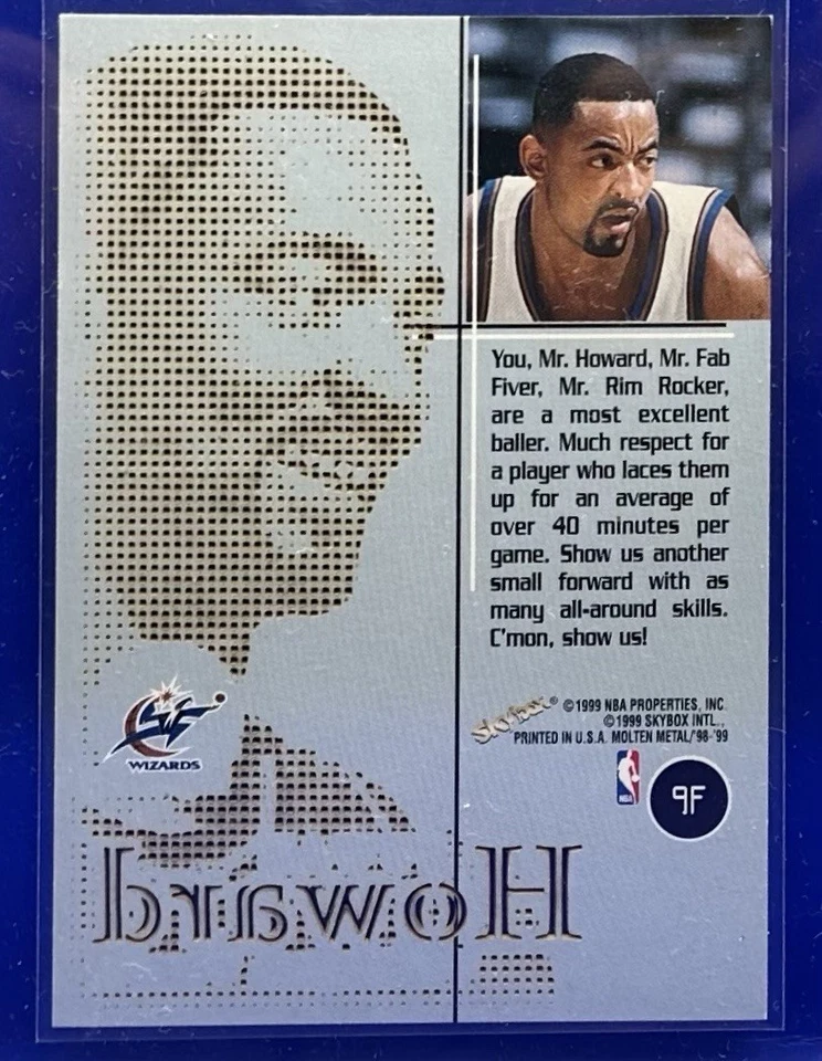 1998-99 Skybox Juwon Howard Molten Metal Fusion Washington Bullets Michigan #9F - Image 2 of 2