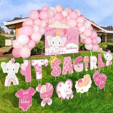 15 Pcs Its a Girl Yard Sign Gender Reveal Decorations Welcome Baby Shower Yar...