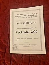 Victor Victrola 300 Phonograph Instructions Operations Manual