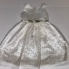 JONA MICHELLE Girls Tulle Formal Creamy White Dress Size 5 glittery EASTER