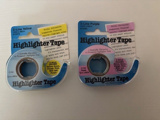 Tape -yellow Highlighter Tape - 2 Pieces (yellow & Pueple) - New