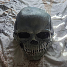 Gray Black Skeleton Skull Full Face Latex Mask, One Size, Halloween Adult