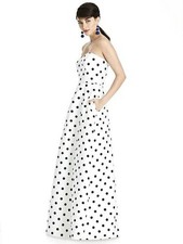 Alfred Sung 748....Strapless A-Line Satin Dress with Pockets...Polka Dot...Sz 18