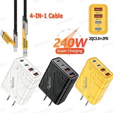 240W Super Fast Charging USB Type C Wall Charger with Cable for All Cell Phone