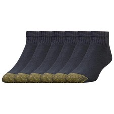 Gold Toe Men's 656p Cotton Quarter Athletic Socks, Multipairs, Black 6-Pairs ,