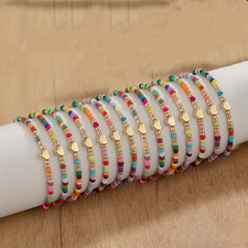 2 Stk.  Armbänder Boho Bunte Perlen Herz Gol...