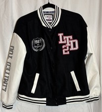 Limited Too - Girl's Varsity Black  White BOMBER JACKET - Size: XL 16/18 