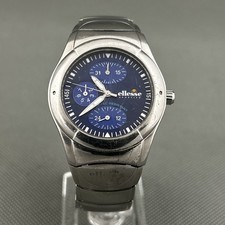 Ellesse Vintage Watch 03-0205 Blue Dial Round Silver S.Steel New Battery Unisex