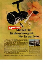 1972  GARCIA MITCHELL 300 SPINNING FISHING REEL PRINT AD, MANCAVE DECOR PRINT