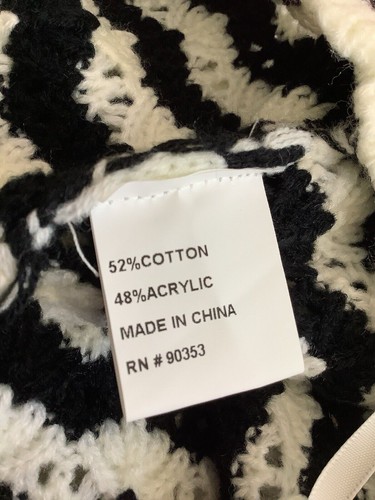 REBELLION AGAIN Knit Crochet Black Ivory Zig Zag Top Shirt (Size L) - Picture 16 of 16