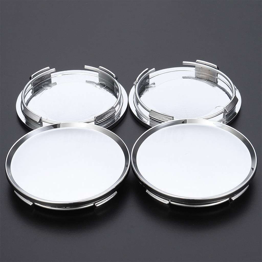 4PCS 63mm Silver Snap-On Wheel Hub Caps for Cars No Emblem