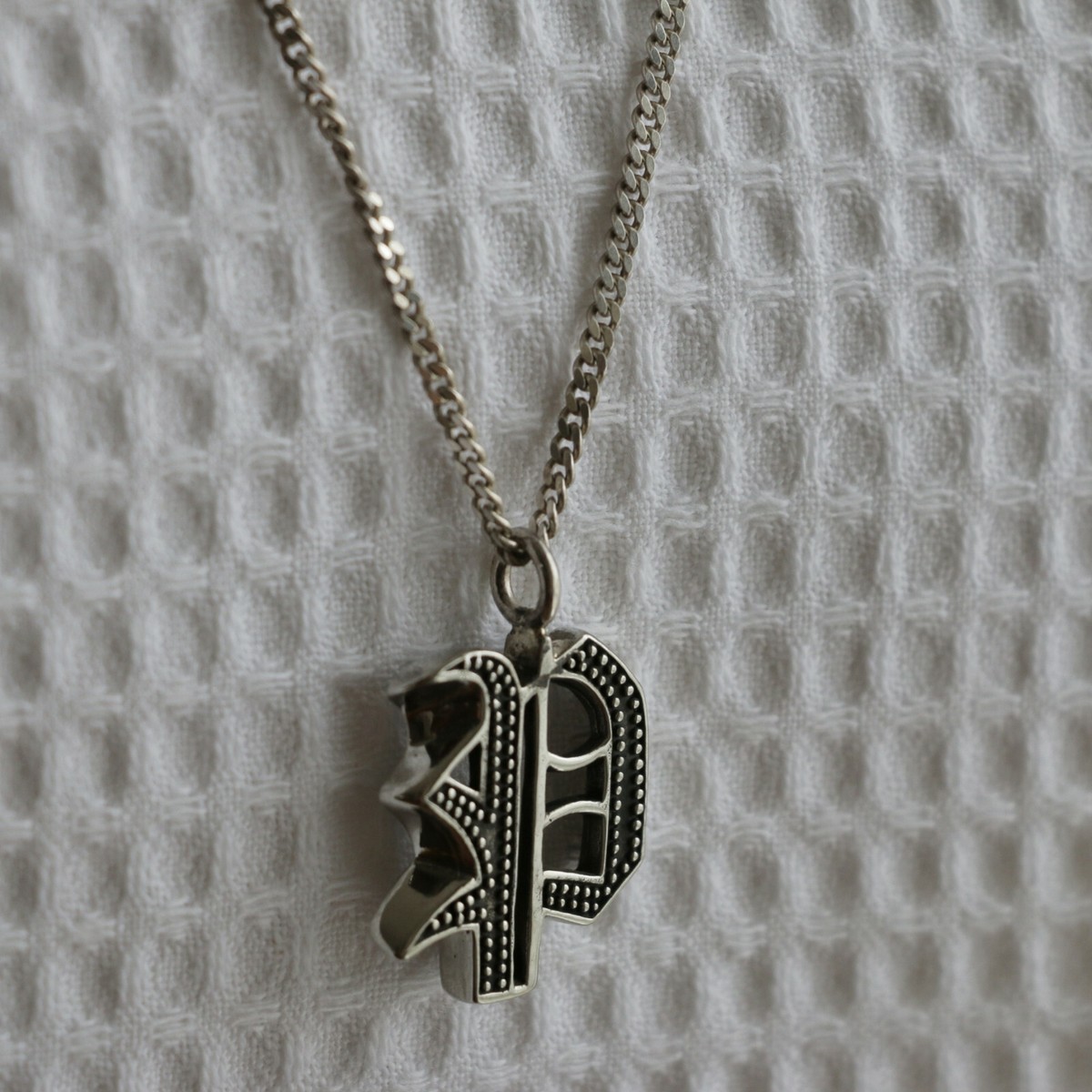 P pendant necklace Biker gothic A-Z silver alphabet Initial