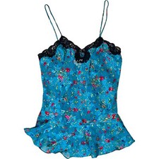 Vintage Victoria s Secret Teal Floral Satin Lingerie Dress Size Medium
