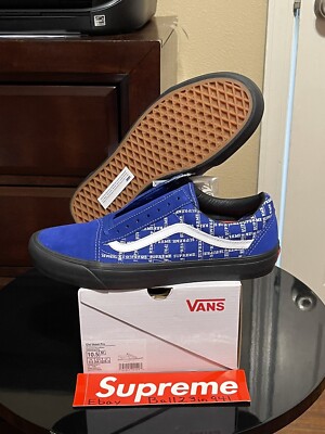 Size Vans Supreme x Old Skool Pro Logo Pattern Royal for