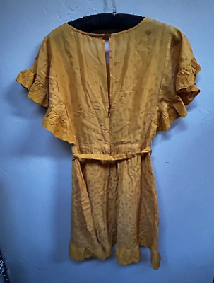 Sfera Casual Women's Large Embroidered Ruffle Eyelet Trim Belted Dress  Mustard | eBay