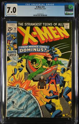 X-Men #72 CGC FN/VF 7.0 Off White to White From Whence Comes Dominus! 1971!