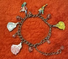 Disney Princess 5 Charm Bracelet Belle Tinkerbell Arieal Cinderella 0331