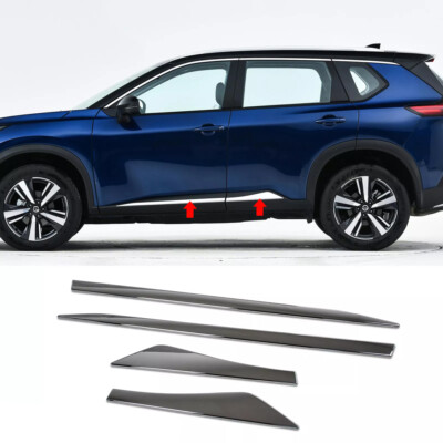 ABS Chrome Side Door Molding Trim For Nissan Rogue / X-Trail 2021-2025 – No Drilling, Silver